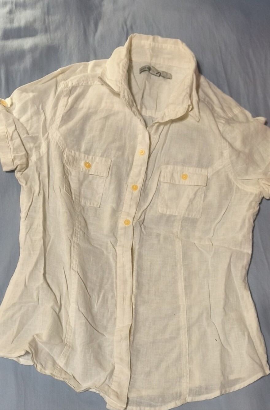 Womens Cream Short-Sleeve Button-Front Shirt